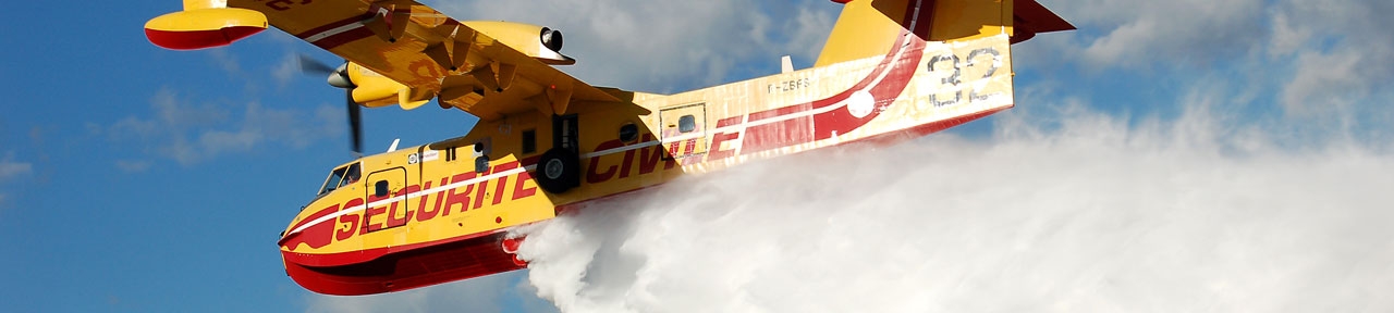 Canadair CL-215T Aircraft dropping a load of water